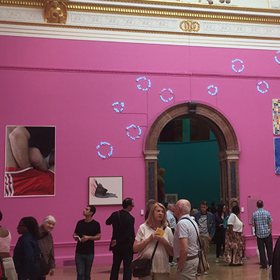 Homo Bulla (Man-is-a-bubble) by Michael Landy RA, Neon and Arms and Legs by Wolfgang Tillmans RA, Inkjet Print and Clips, Summer Exhibition 2015