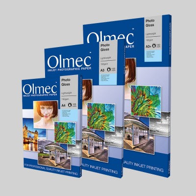Olmec Photo Gloss Lightweight 190gsm Sheet Format Resin Coated Inkjet Photo Paper